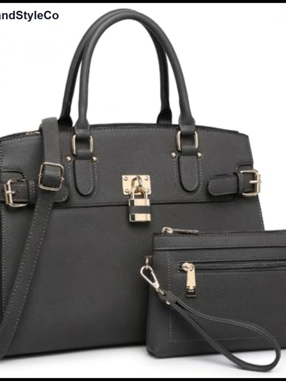 Vegan Leather Satchel Work Tote with Matching Wristlet Women's Handbag